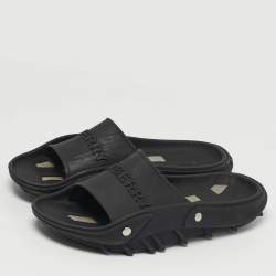 مملوكة مسبقًا Burberry Bucklow Size 45 Black Rubber Slippers