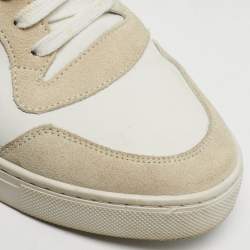 مملوكة مسبقًا حذاء رياضي بربري كانفاس كارو أبيض/رمادي وجلد برباط مقاس 42