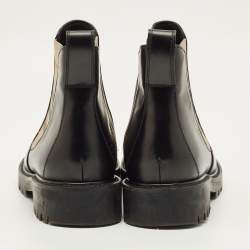 Pre Owned Burberry Allostock Size 40 Black Elastic and Leather Ankle Length Boots