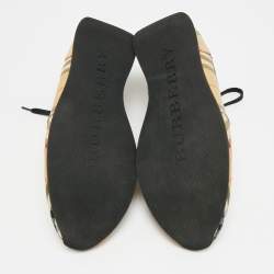 مملوكة مسبقًا Burberry Check Size 45 Beige Canvas Lace Up Sneakers