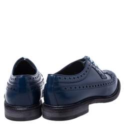 Pre Owned Burberry Blue Brogue Leather Alexton Lace Up Derby Size 45