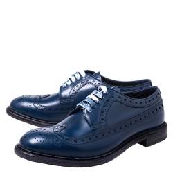 Pre Owned Burberry Blue Brogue Leather Alexton Lace Up Derby Size 45
