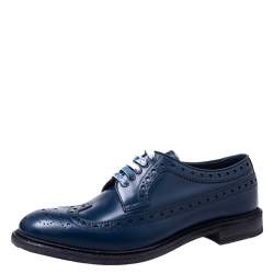 Pre Owned Burberry Blue Brogue Leather Alexton Lace Up Derby Size 45