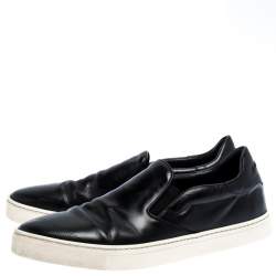Burberry Black Leather Slip On Sneakers Size 43
