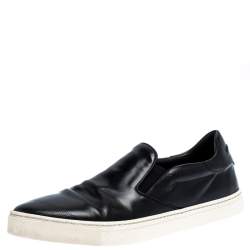 Burberry Black Leather Slip On Sneakers Size 43