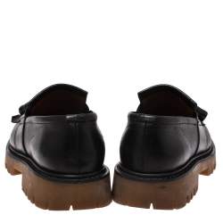 Burberry Black Leather Tassel Fringe Loafers Size 42