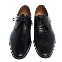 مملوكة مسبقًا Burberry Black Leather Menning Lace Up Oxfords Size 44
