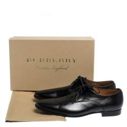 مملوكة مسبقًا Burberry Black Leather Menning Lace Up Oxfords Size 44