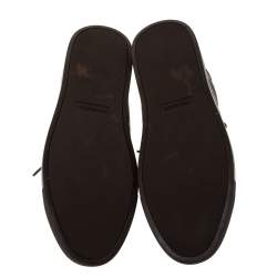 Pre Owned Burberry Dark Brown Leather and London Check Canvas Ritson Low Top Sneakers Size 41