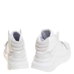 Pre Owned Burberry White Nylon, Suede and Leather Regis L High Top Sneakers Size 41