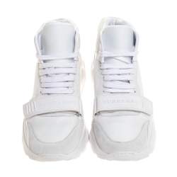 Pre Owned Burberry White Nylon, Suede and Leather Regis L High Top Sneakers Size 41