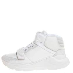 Pre Owned Burberry White Nylon, Suede and Leather Regis L High Top Sneakers Size 41