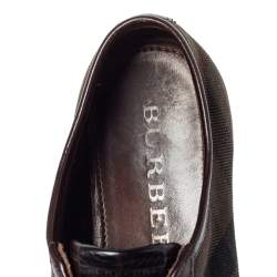 Burberry Brown Leather And House Check Canvas Lace Up Low Top Sneakers Size 40
