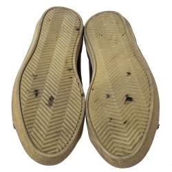Burberry Brown Leather And House Check Canvas Lace Up Low Top Sneakers Size 40