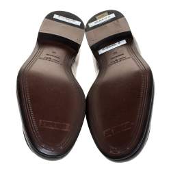 Burberry Black Leather Solway Chain Detail Slip On Loafers Size 42