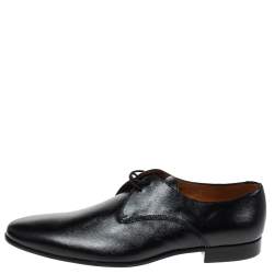 Pre Owned Burberry Black Textured Leather Lace Up Derby Size 44