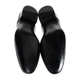 Pre Owned Burberry Black Textured Leather Lace Up Derby Size 44