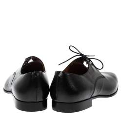 Pre Owned Burberry Black Textured Leather Lace Up Derby Size 44