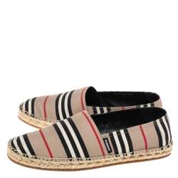 Burberry Beige Icon Stripe Canvas Espadrilles Flats Size 43