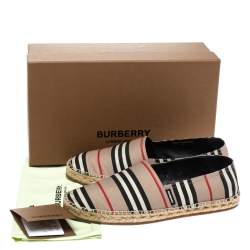 Burberry Beige Icon Stripe Canvas Espadrilles Flats Size 43