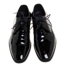 Pre Owned Burberry Black Brogue Patent Leather Lace Up Derby Size 41