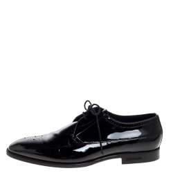 Pre Owned Burberry Black Brogue Patent Leather Lace Up Derby Size 41