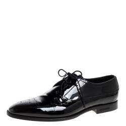 Pre Owned Burberry Black Brogue Patent Leather Lace Up Derby Size 41