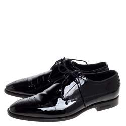 Pre Owned Burberry Black Brogue Patent Leather Lace Up Derby Size 41