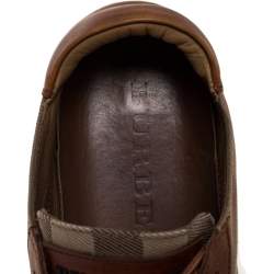 Burberry Beige/Brown Check Canvas And Leather Lace Up Sneakers Size 39