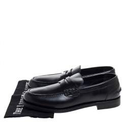 Pre Owned حذاء لوفرز بربري بيني بدمونت جلد أسود مقاس 43.5