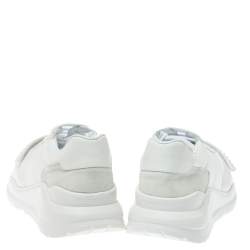 Burberry White Suede Leather And Fabric Low Top Sneakers Size 43.5