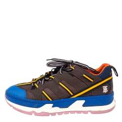 Pre Owned Burberry Multicolor Nylon and Leather Union Low Top Sneakers Size 42
