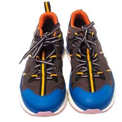 Pre Owned Burberry Multicolor Nylon and Leather Union Low Top Sneakers Size 42