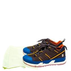 Pre Owned Burberry Multicolor Nylon and Leather Union Low Top Sneakers Size 42