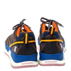 Pre Owned Burberry Multicolor Nylon and Leather Union Low Top Sneakers Size 42