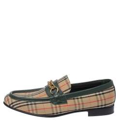 Burberry Multicolor Nova Check Canvas And Leather Moorley Slip On Loafers Size 44