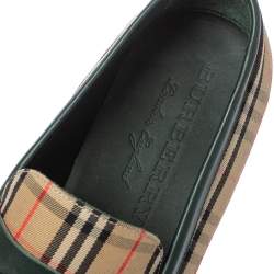 Burberry Multicolor Nova Check Canvas And Leather Moorley Slip On Loafers Size 44