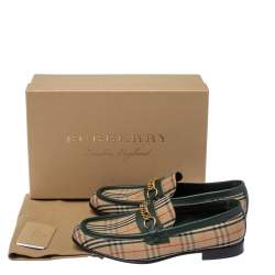 Burberry Multicolor Nova Check Canvas And Leather Moorley Slip On Loafers Size 44