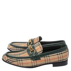 Burberry Multicolor Nova Check Canvas And Leather Moorley Slip On Loafers Size 44