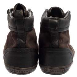 Burberry Brown Check Canvas And Leather Cap Toe High Top Sneakers Size 43