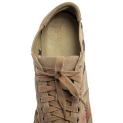 Burberry Beige Suede And Novacheck Canvas Low Top Sneakers Size 46