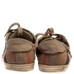 Burberry Beige Suede And Novacheck Canvas Low Top Sneakers Size 46
