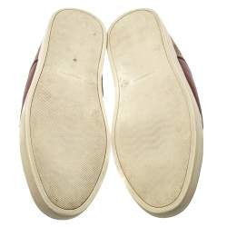Burberry Brown Leather And Canvas Rettford Low Top Sneakers Size 44