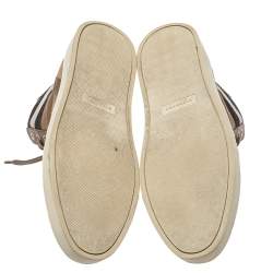 Pre Owned Burberry Beige Housecheck Canvas And Leather Painton High Top Sneakers Size 43