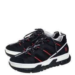 Burberry Black/Red Mesh And Leather Union Low Top Sneakers Size 42.5