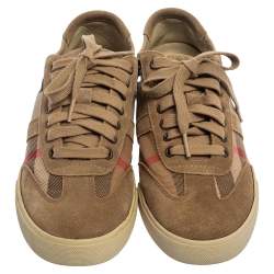 Burberry Beige Suede And Canvas Low Top Sneakers Size 41