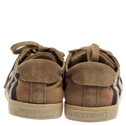 Burberry Beige Suede And Canvas Low Top Sneakers Size 41