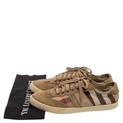 Burberry Beige Suede And Canvas Low Top Sneakers Size 41