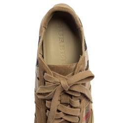 Burberry Beige Suede And Canvas Low Top Sneakers Size 41