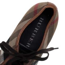 Pre Owned Burberry Brown/Beige House Check Canvas and Leather Sneakers Size 41